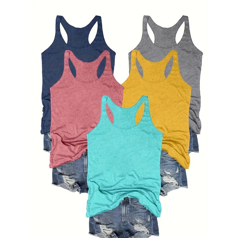 Women's 5-Pack Racerback Tank Tops Summer Casual Sleeveless Crew Neck Basics Vest